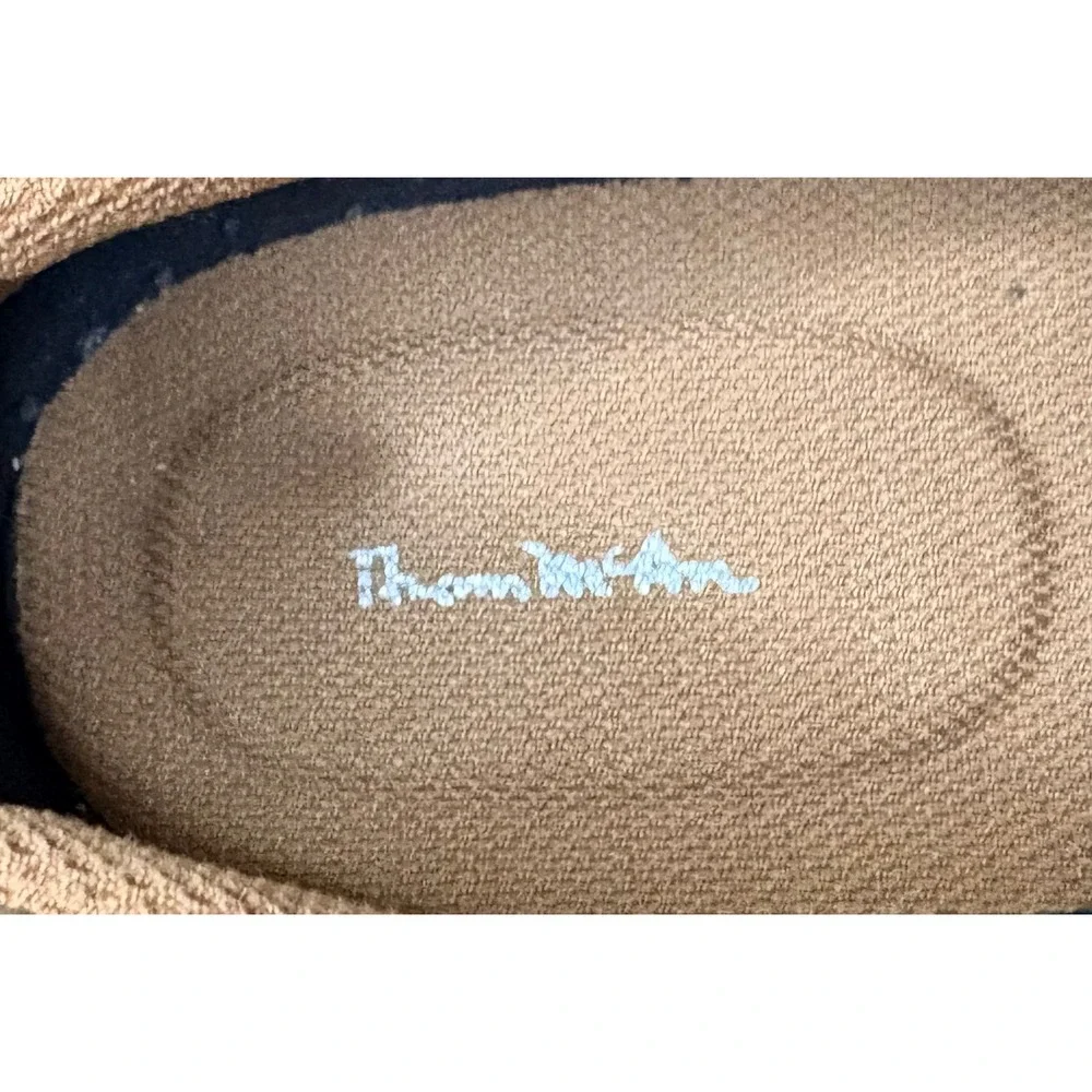 Thom McAn Mens Tan Leather Mesh Boat Shoes Lace Up Loafers Size 9.5
